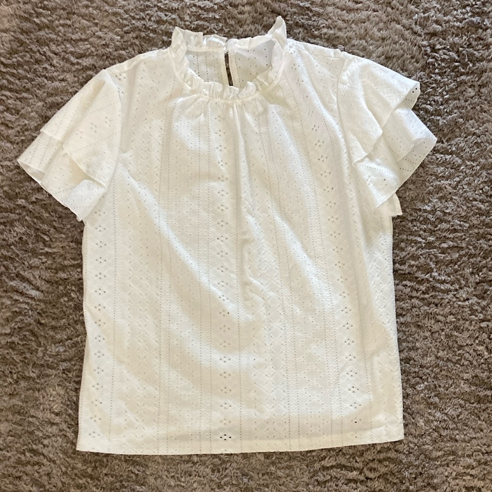 SHEIN White Eyelet Blouse